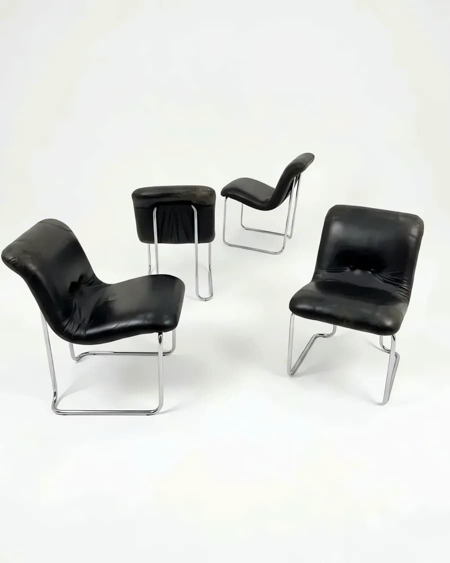 Vier Designer-Stühle von Guido Faleschini im Tucroma-Stil, Italien, 1970er