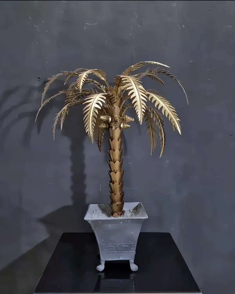 Dekorative Vintage-Metallpalme im Hollywood-Regency-Stil, 1970er