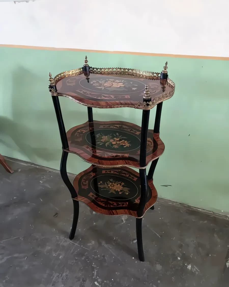 Französische Napoleon III Etagère mit Marketerie, ca. 1870–1880