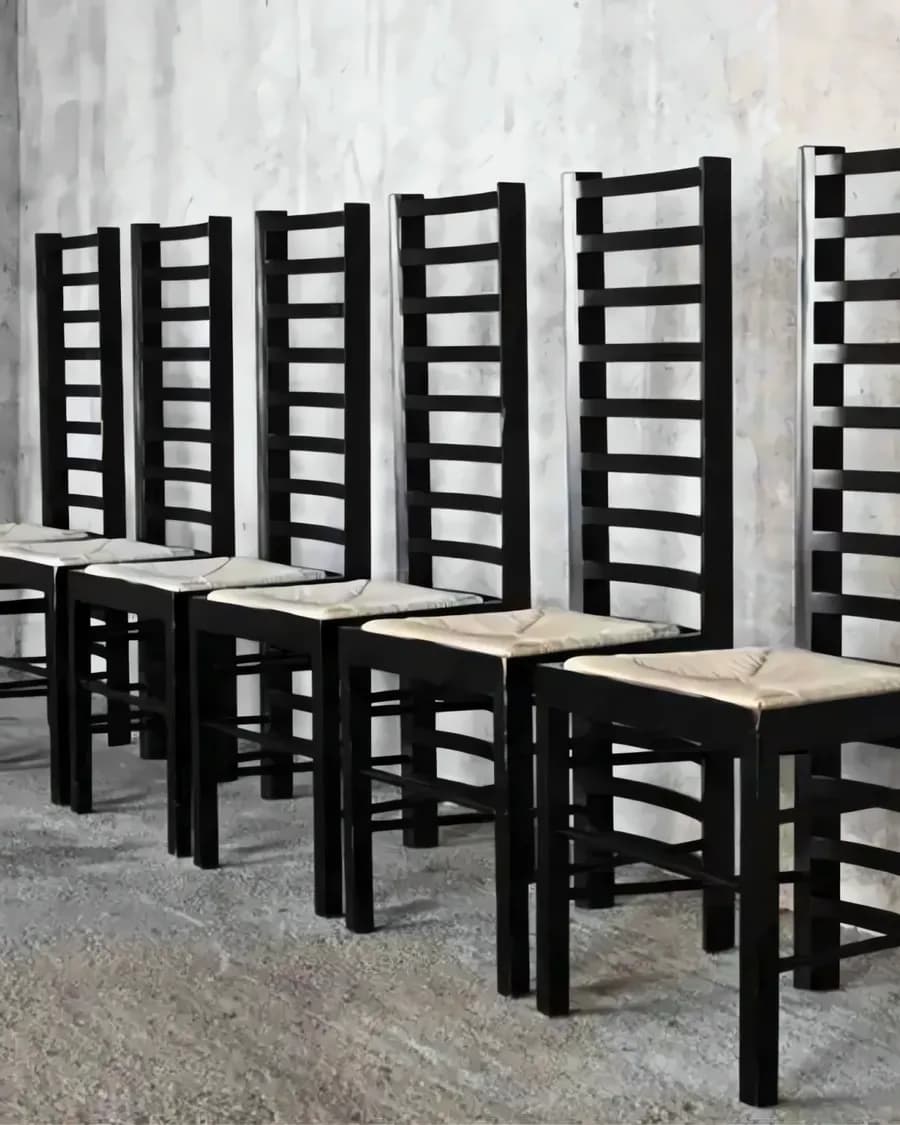 Set von 6 Willow 2 Stühlen von Charles Rennie Mackintosh für Alivar, 1980er