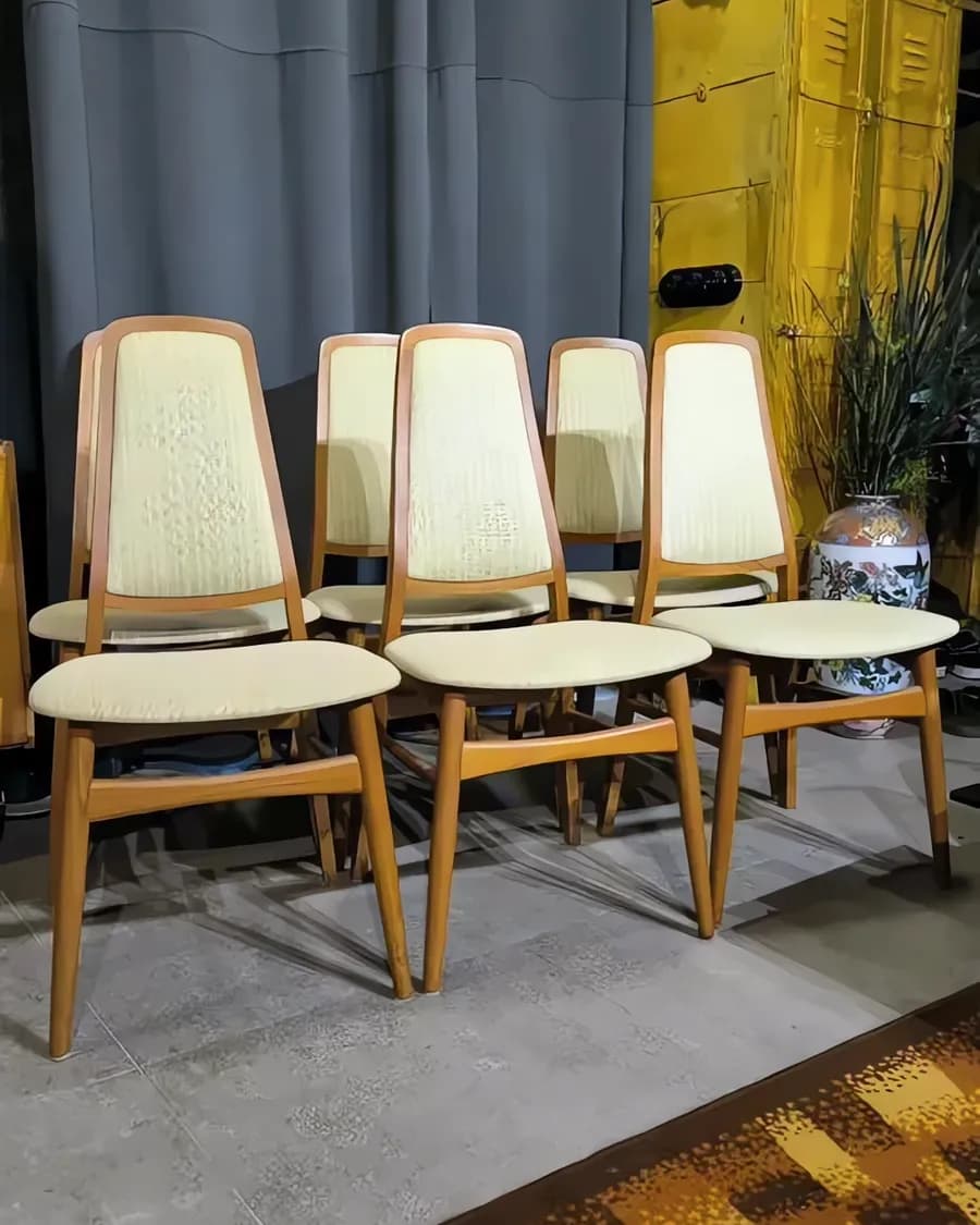 6er Set Vamdrup Stolefabrik „Vristed“ Stühle in Teak, Dänemark, Mid-Century