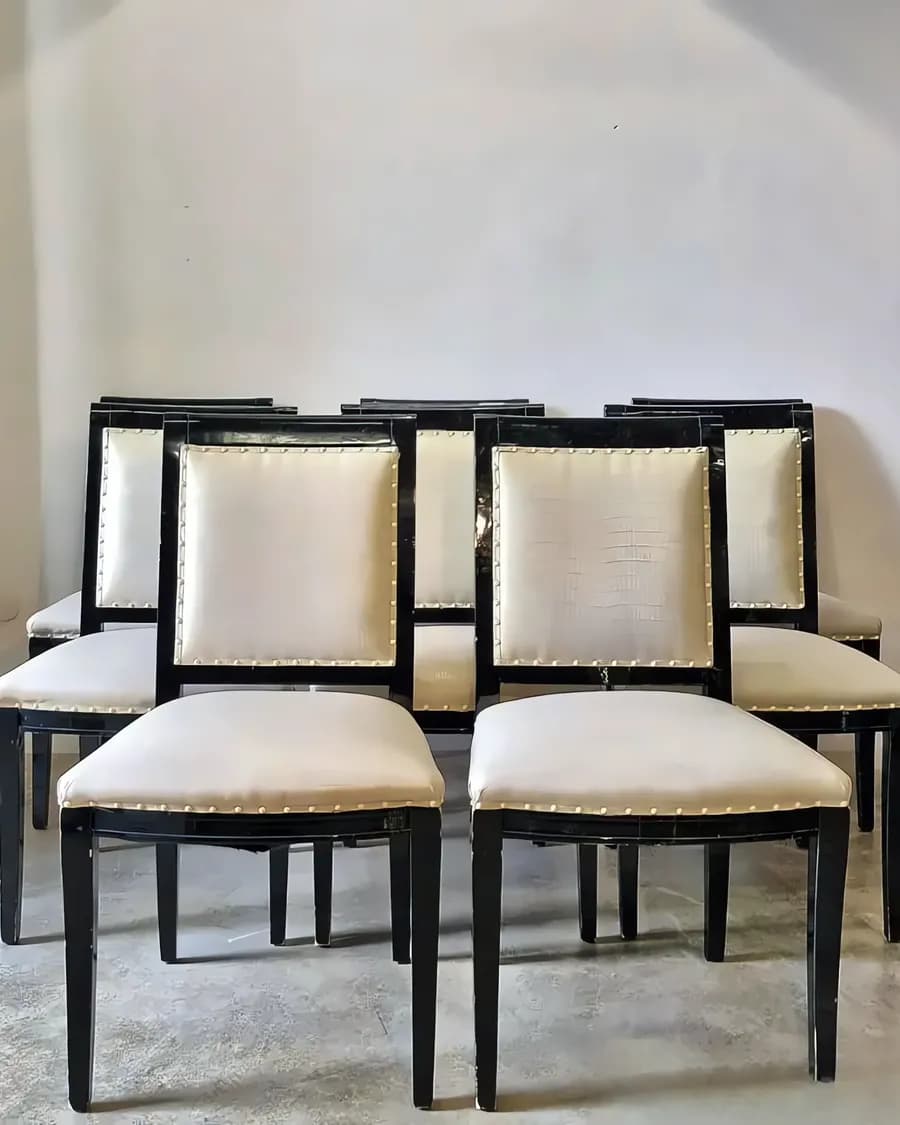 Italienisches Art-Déco-Esszimmerstuhl-Set, 8er-Set