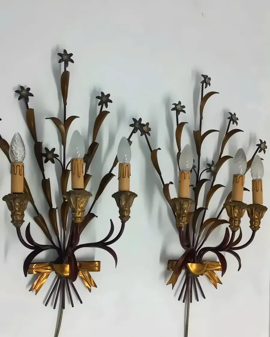 Italienische Vintage Wandleuchten im Blumen-Design, 1950er-1960er, 2er-Set