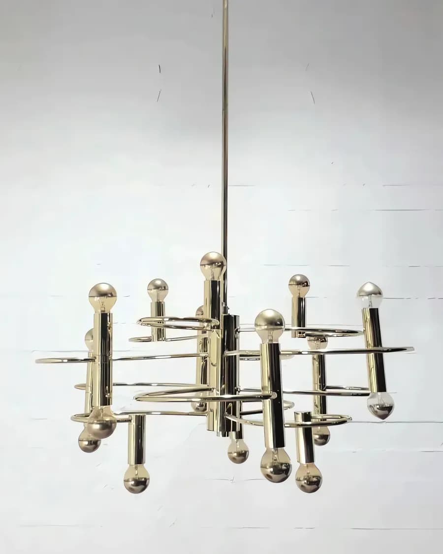 Messing Pendelleuchte von Gaetano Sciolari, 1970er