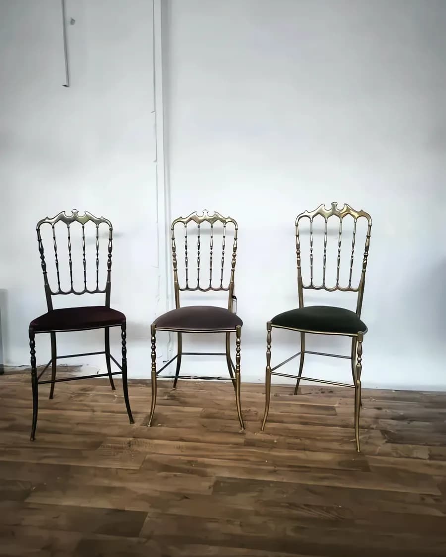 Italienische Vintage Chiavari Stühle aus Messing, 3er Set