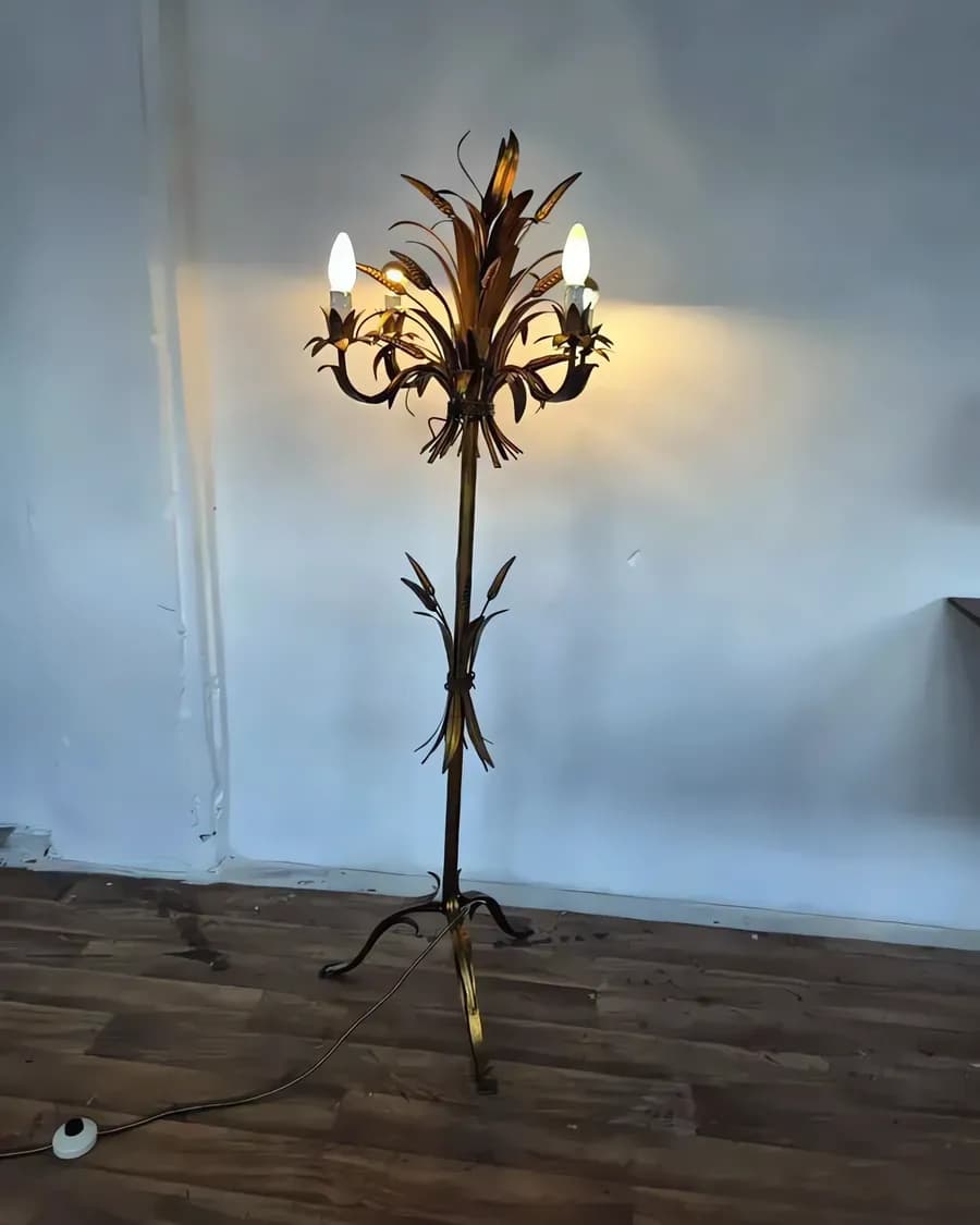 Deutscher Vintage „Weizengarbe“ Stehlampe von Hans Kögl, 1970er