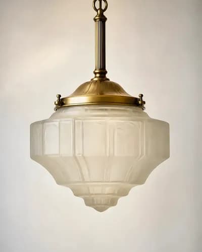 Art Deco Brass & Glass Pendant — main (enhanced)