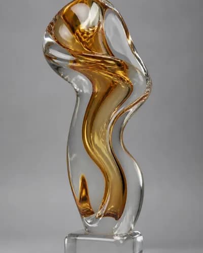 Murano Amber Glass Sculpture — main