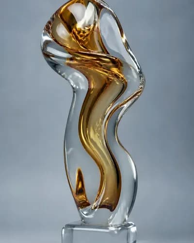 Murano Amber Glass Sculpture — main (enhanced)
