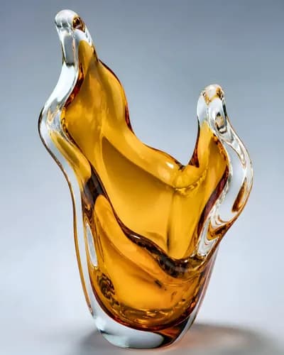 Murano Amber Glass Sculpture — detail (enhanced)