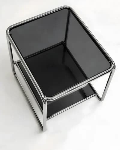 Bauhaus Chrome & Glass Side Table — detail (enhanced)