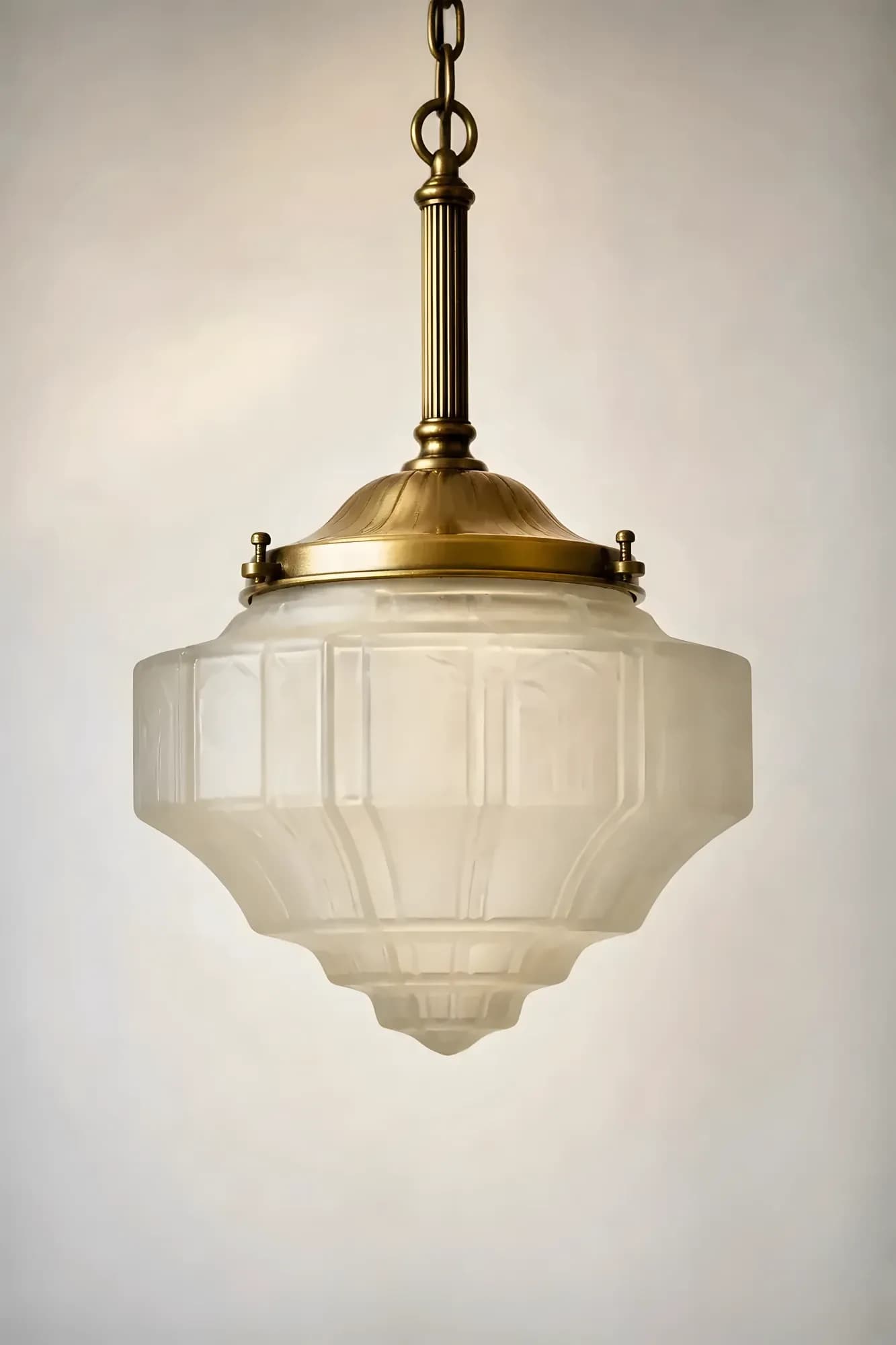 Art Deco Brass & Glass Pendant — main (enhanced)