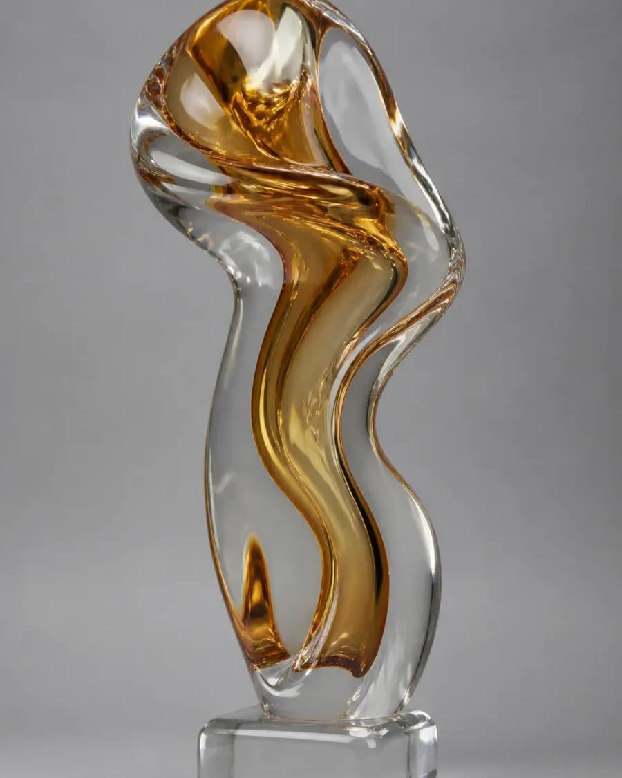 Murano Amber Glass Sculpture — main