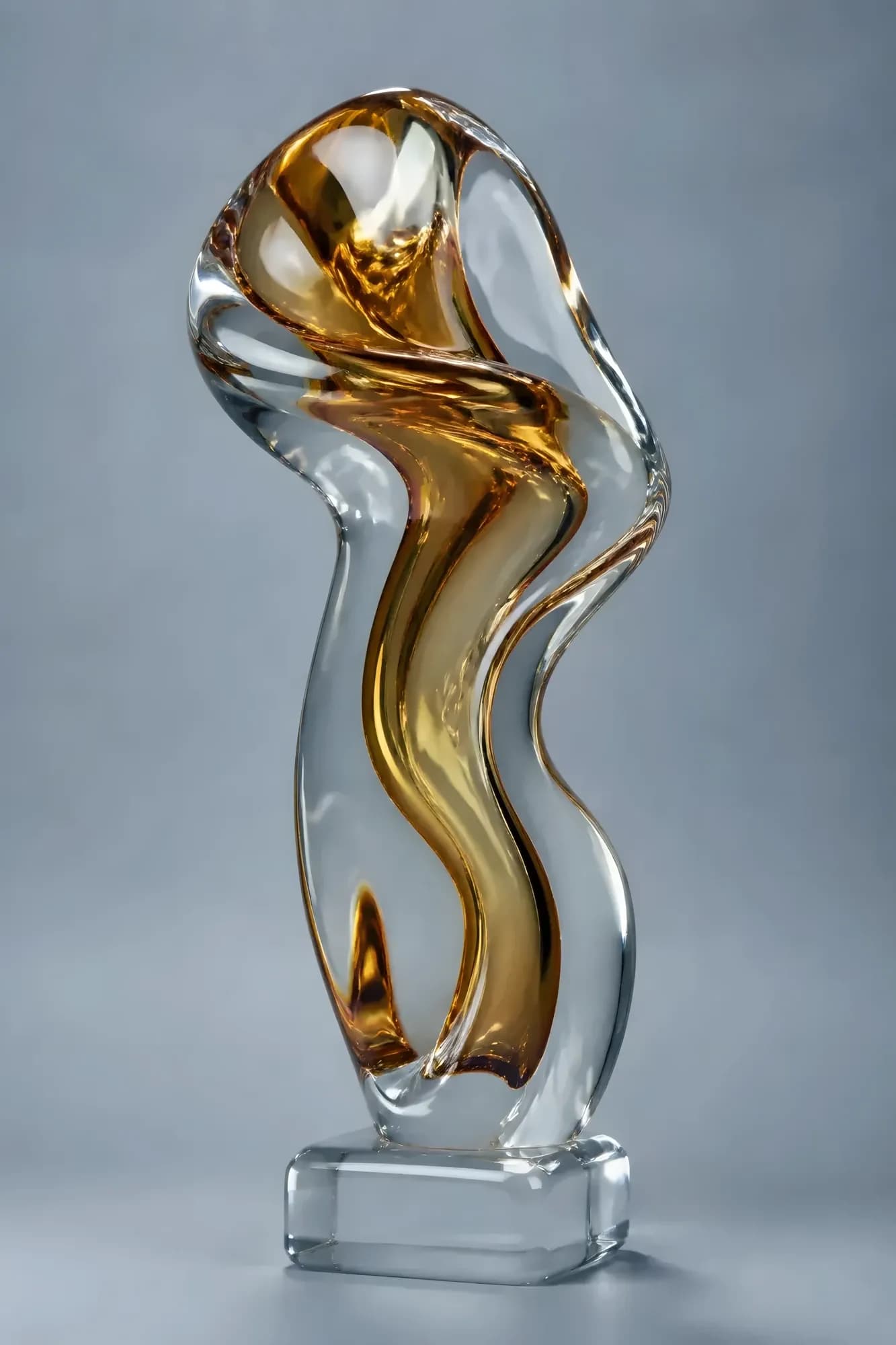 Murano Amber Glass Sculpture — main (enhanced)