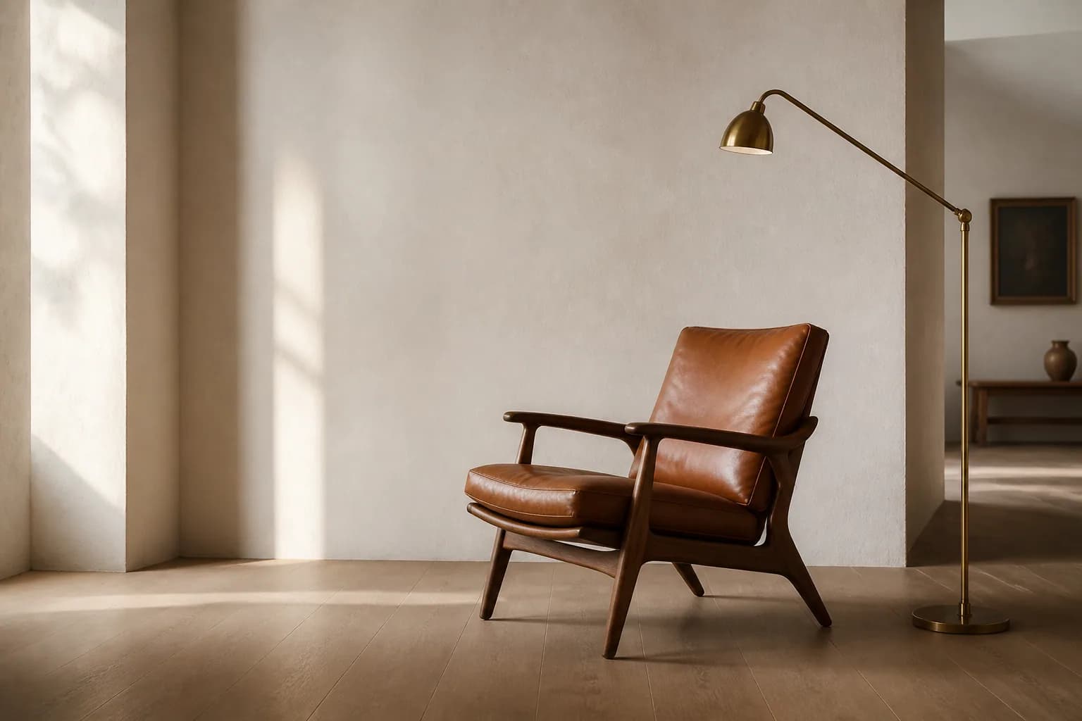 Curated mid-century seating in a quiet gallery setting